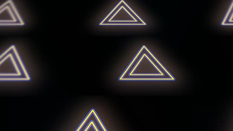 Pulsing neon yellow triangles pattern in rows