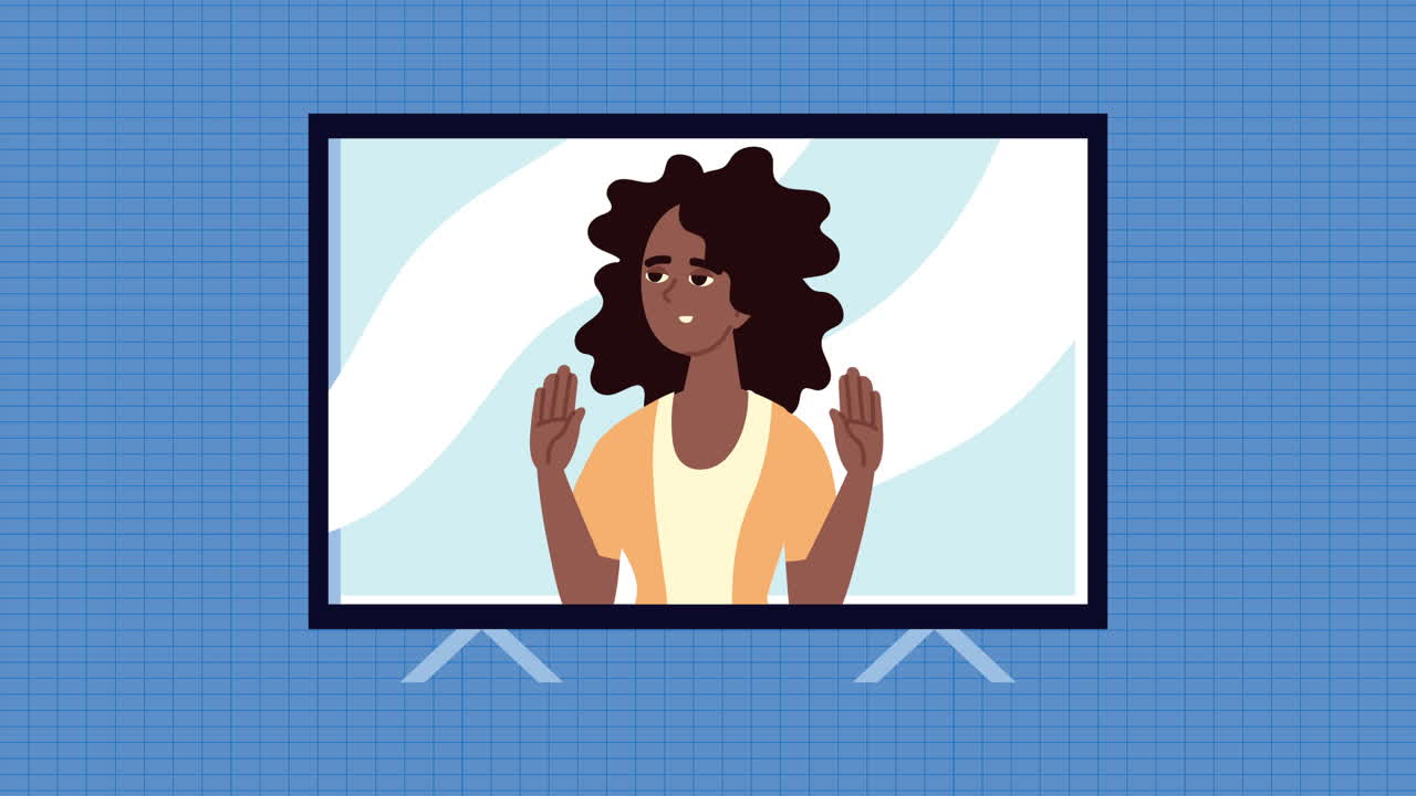 afro woman in tv character animation