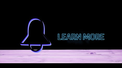 animation of flashing bell icon and learn more text