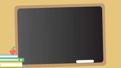 Animation-of-black-board-with-copy-space-over-yellow-background