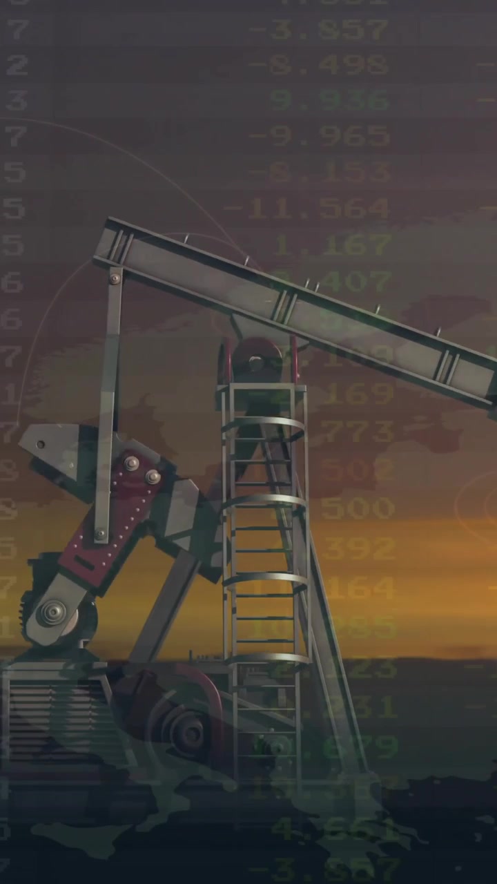Animation af finansiel databehandling over olieboreplatform.