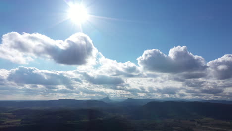 pic saint loup mountain in background aerial drone shot of the sky