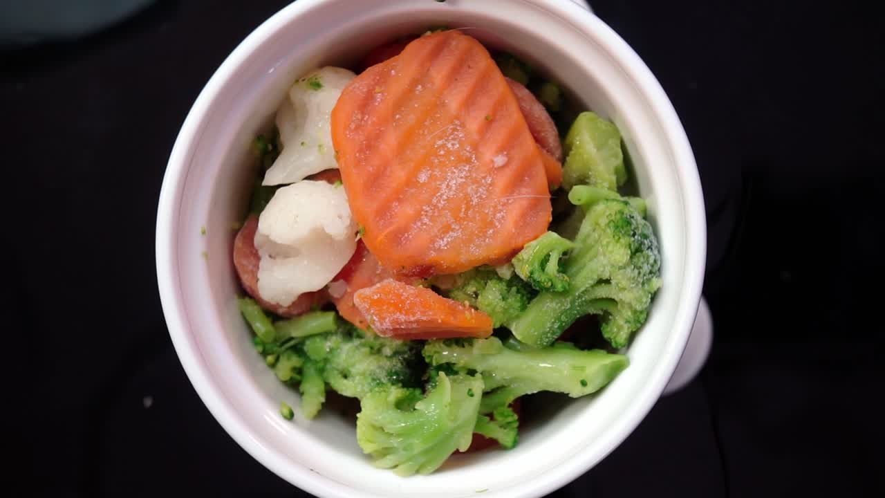Frozen vegetables in a bowl, healthy eating and vibrant colors