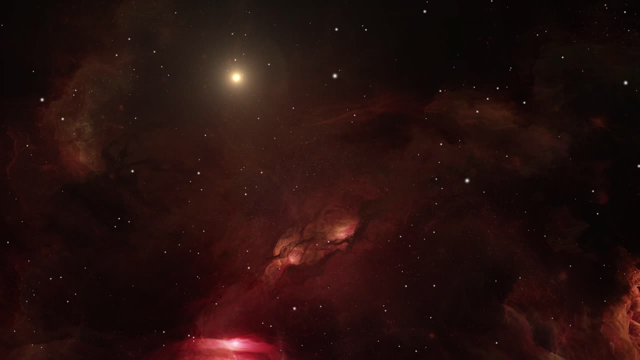 우주에서 오렌지색 성운을 탐구합니다.