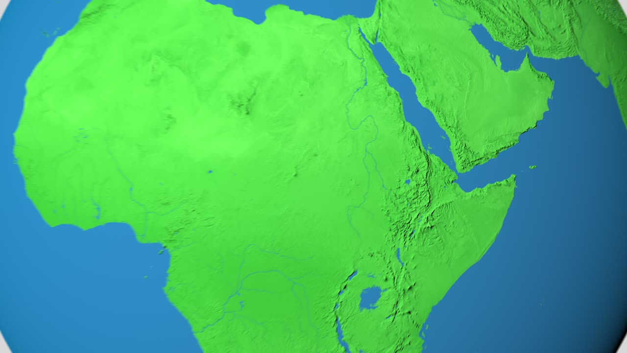 에리트레아의 3d 지도를 확대합니다.