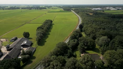 aerial view of dutch farmland and highway