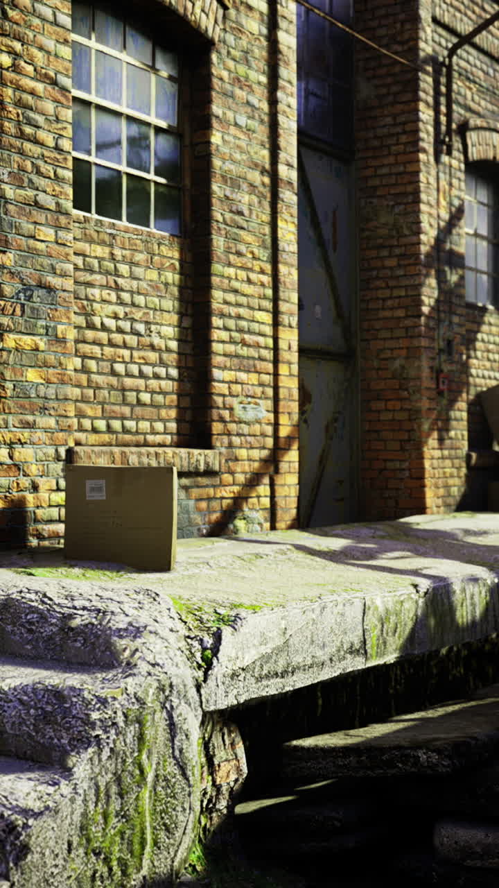 Abandoned warehouse in a quiet alley filled with remnants of the past