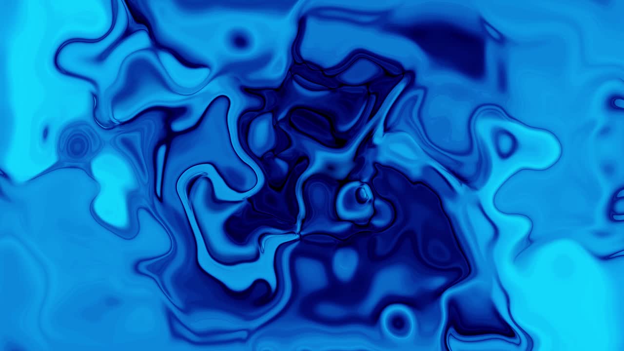 animación de flujo de tinta líquida de color azul sedoso. flujo de líquido de color azul brillante.