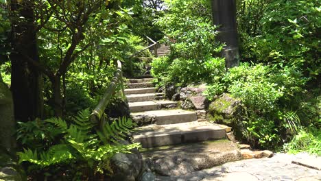 a view of stone stairs to forest