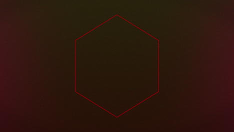 animación de un hexágono de neón rojo parpadeando sobre un fondo oscuro