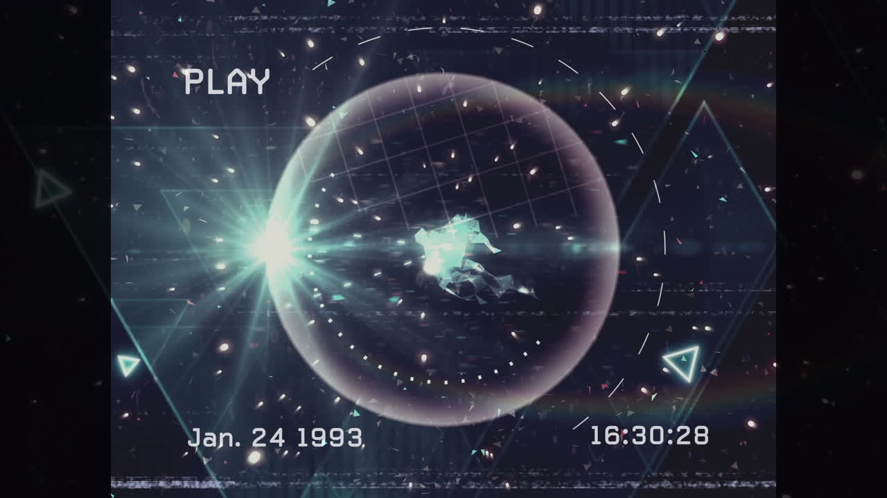 Animation of play text interface on screen with networks
