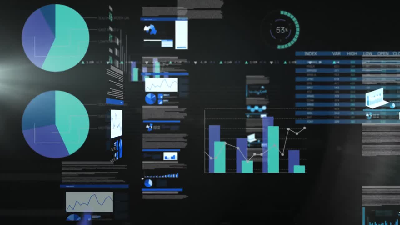 animación del procesamiento de datos en fondo oscuro