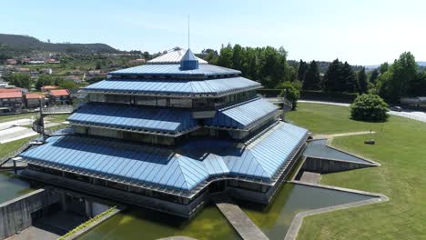 modern office building aerial view