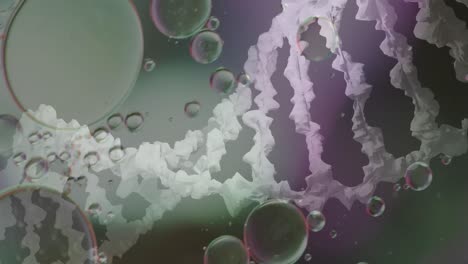 Animation-of-bubbles-over-dna-strand-on-blurred-background