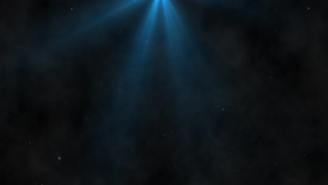 blue flare light beam with smoke dust particle effect spotlight with flying particles background