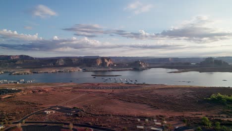 magistic drone shot of lake powell, utah, usa