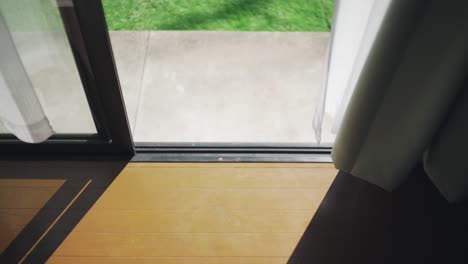 sun shining through and the breeze blowing inside the room of a japanese household.  - static shot