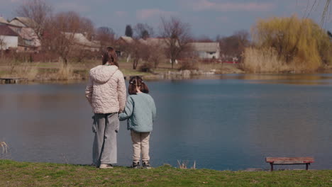 two sisters by the lake