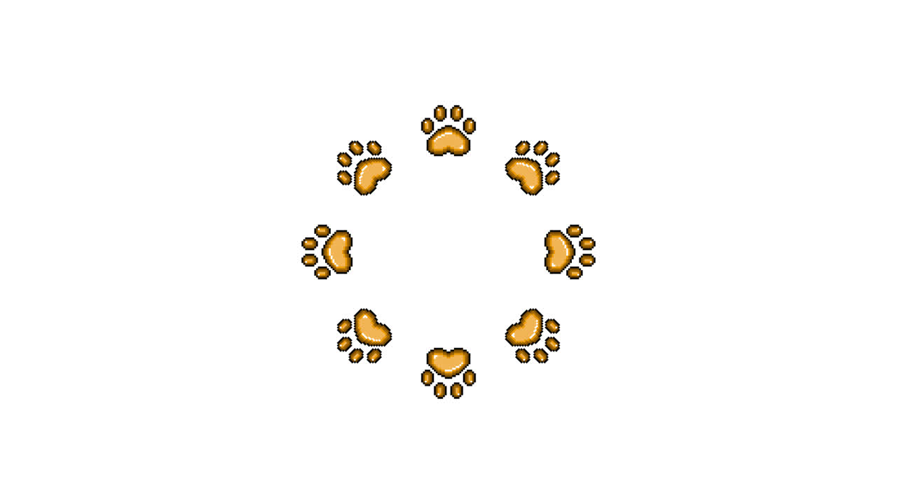 Pixel Art Paw Spinning Circle Animated Overlay Transparent 30fps (8)