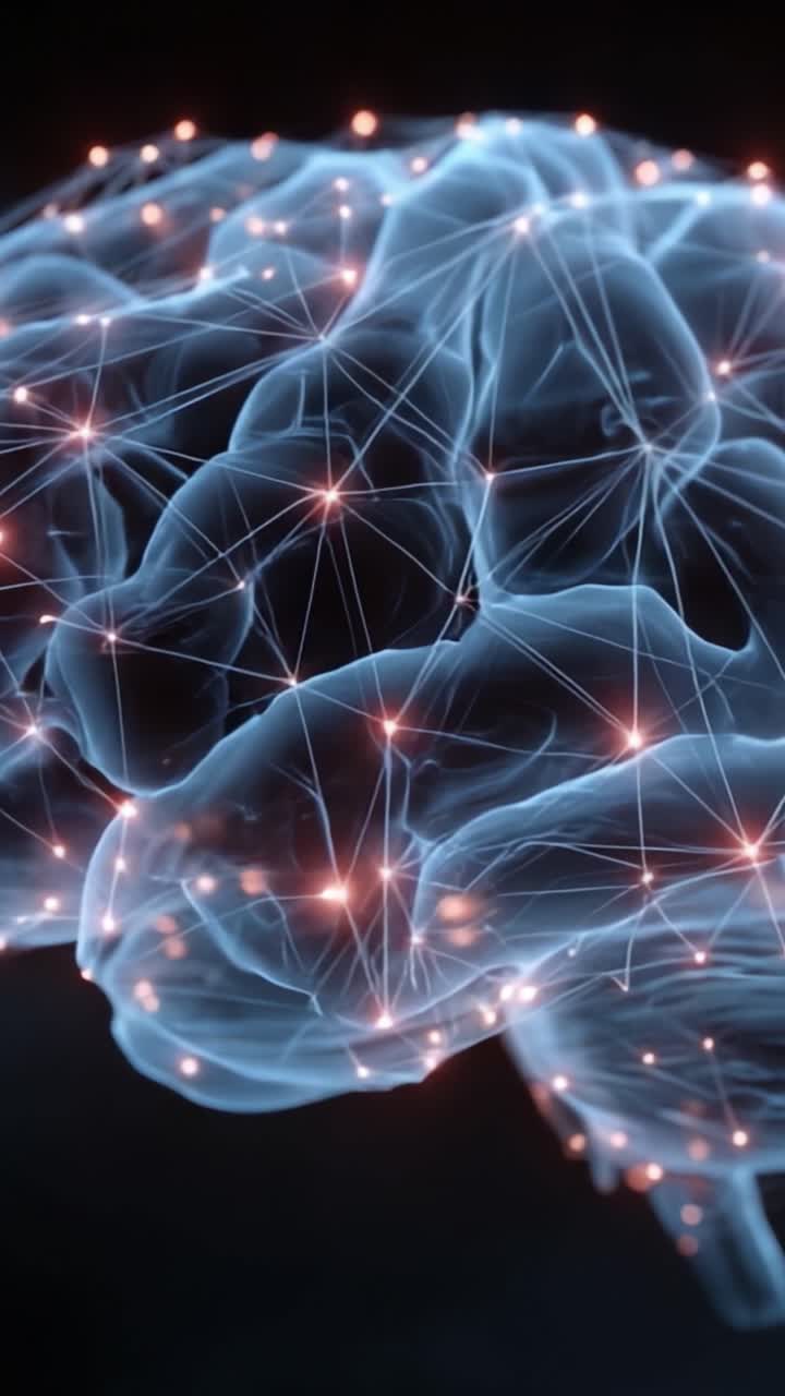 Futuristic Digital Brain Visualization with Glowing Neural Connections Depicting the Complexity of Human Thought Processes and Intelligence