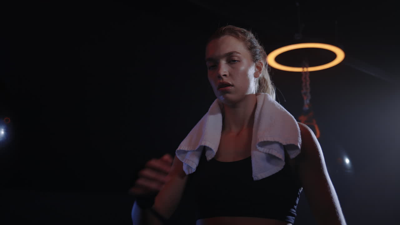 Woman preparing for boxing training