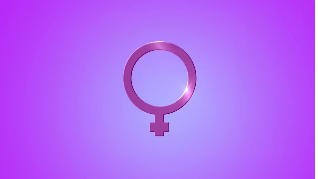 분홍색 배경에 보라색 성 유체 기호의 애니메이션