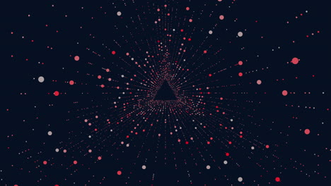 dynamic circular pattern of red and white dots on dark background
