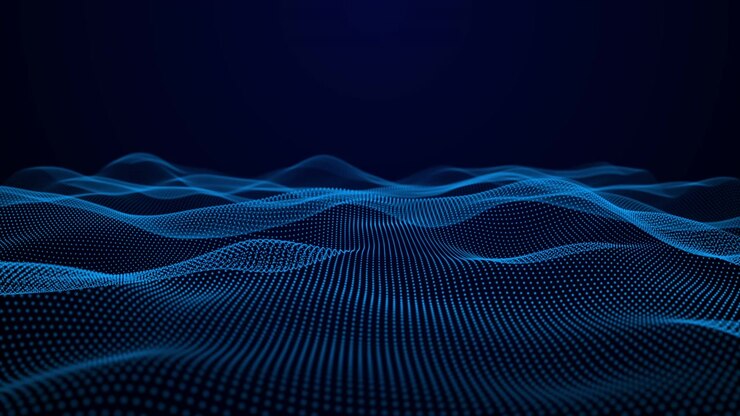 Abstract Blue Digital Particle Wave Motion Background