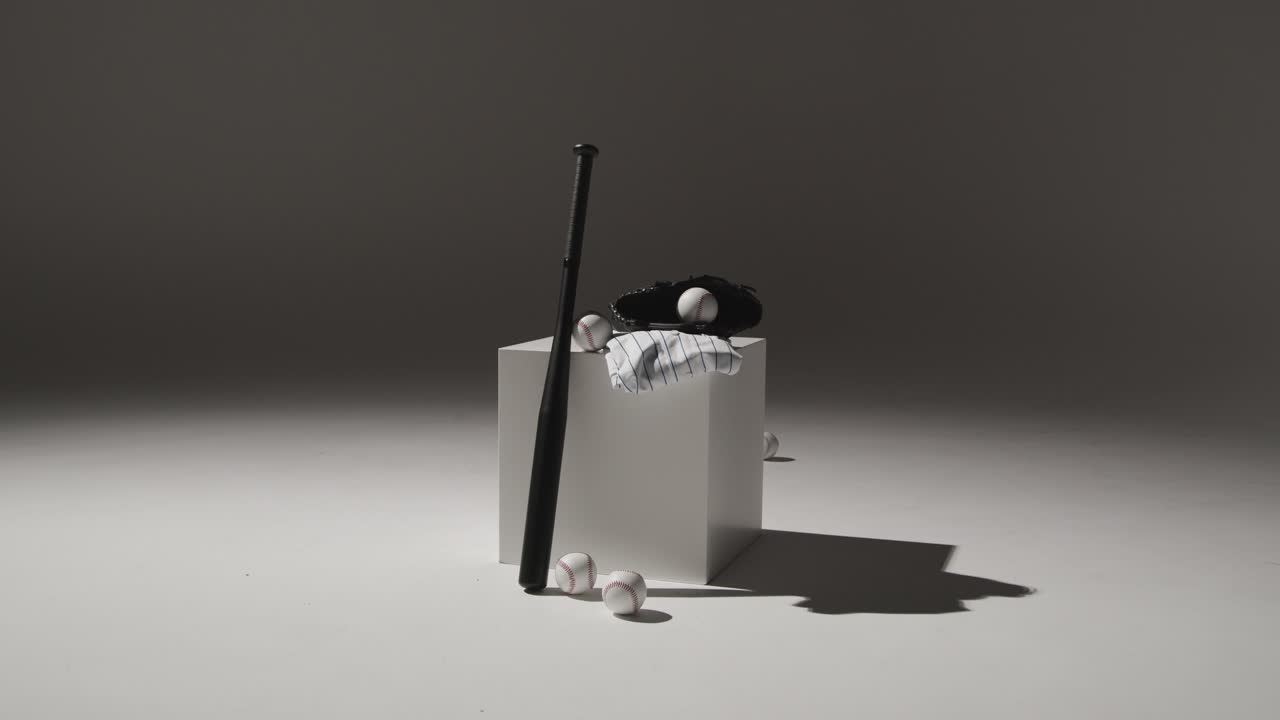 Studio Baseball Still Life With Bat Ball Catchers Mitt And Team Jersey 2