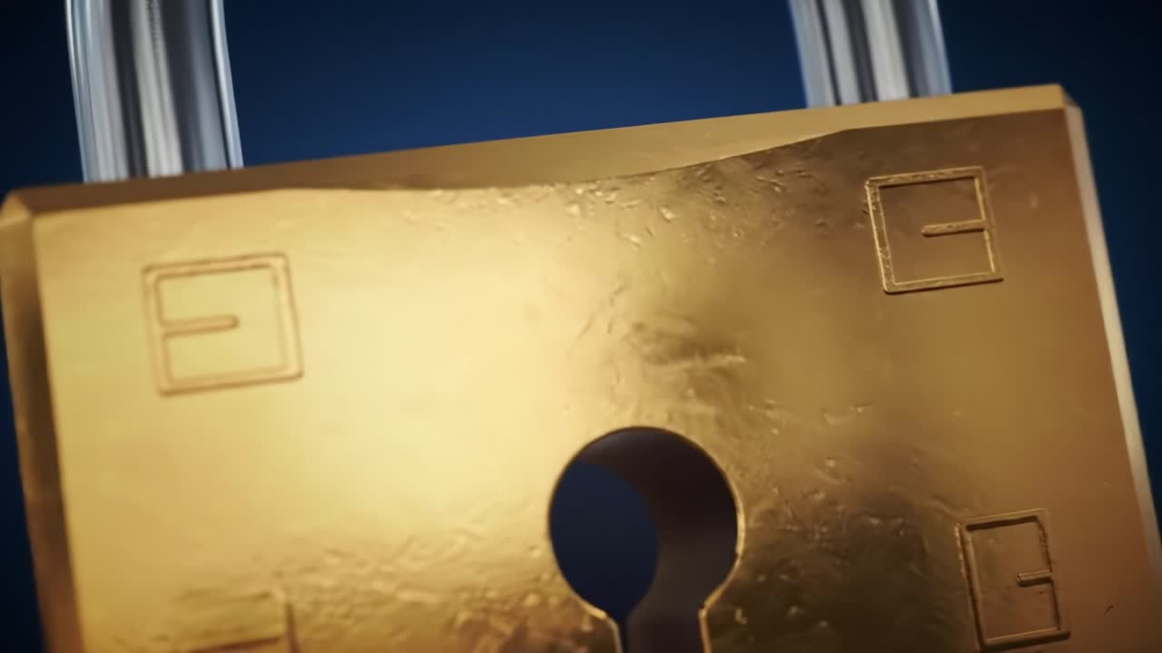 A Close-Up View of a Golden Padlock Highlighting Security and Protection in Modern Design, Illustrating the Importance of Safety and Security Measures