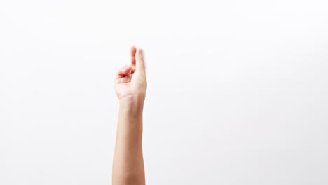 Close-up-of-Woman's-hand-snapping-her-finger-doing-the-hand-gesture-isolated-on-a-white-studio-background-with-copy-space-for-place-a-text,-message-for-advertisement-and-promote-brand-and-product