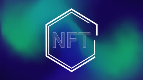 animación de nft sobre fondo verde y azul.