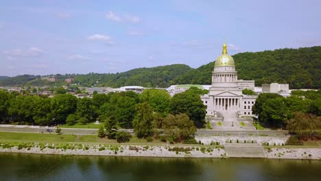 aerial of the capital building in charleston west virginia