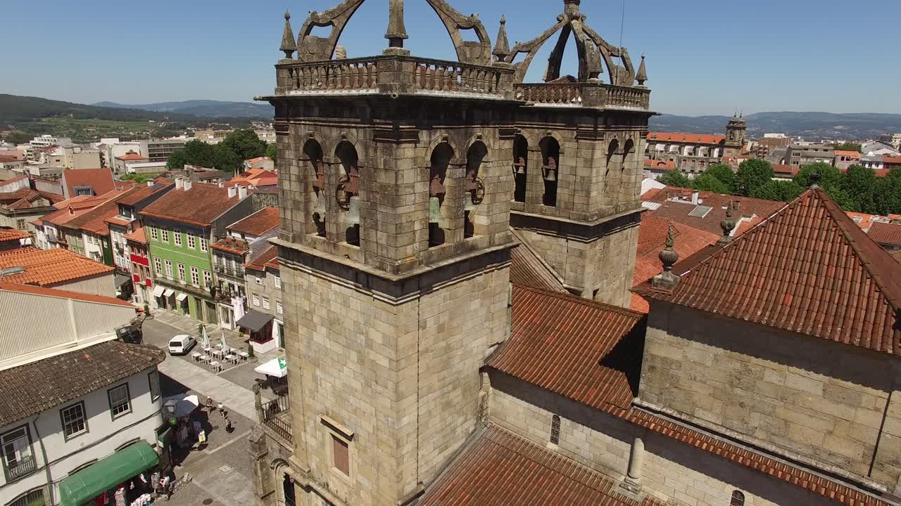 Luftfoto fra det historiske centrum i Braga, Portugal
