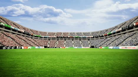 view of a rugby stadium with sunny weather