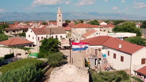 aerial shot of the town of nin in croatia