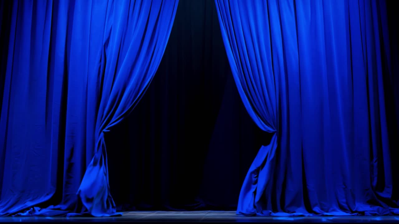 파란 무대 커튼