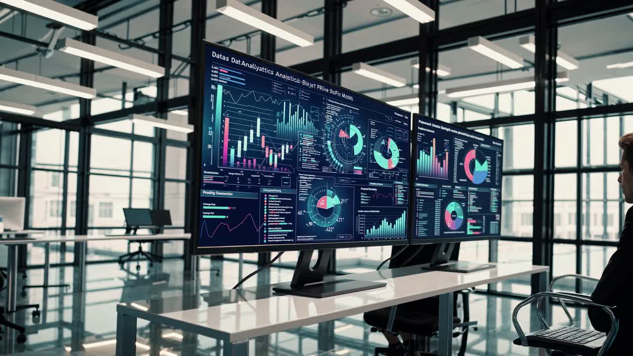 Data Analytics Dashboard in Modern Office