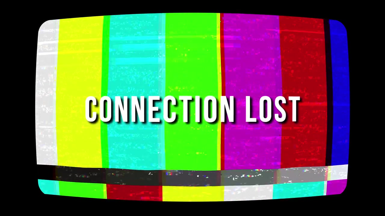 Retro TV Screen Displaying Connection Lost Message with Glitching Color Bars