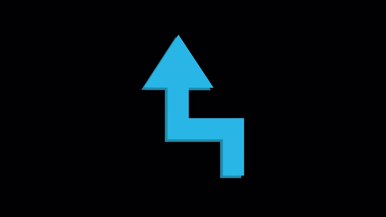 Animated Blue Zigzag Arrow Rotating and Moving Up
