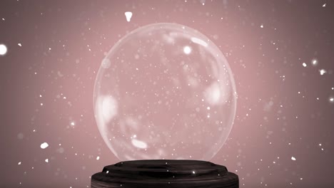베이지색 배경에 눈 공 위에 떨어지는 눈의 애니메이션