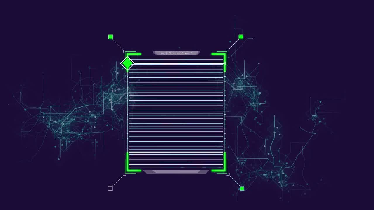 파란색 배경에 디지털 스크린과 모양의 애니메이션