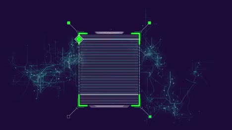 animación de pantalla digital y formas en fondo azul