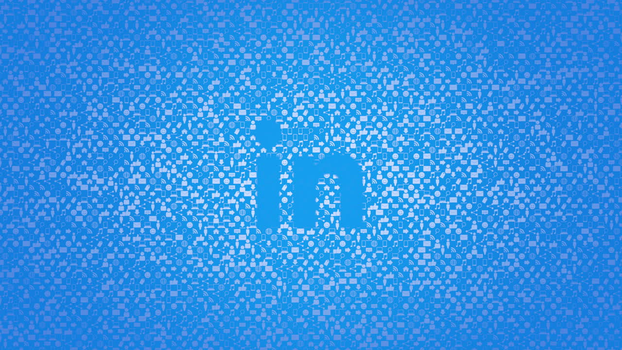 Big social LinkedIn icon on network pattern