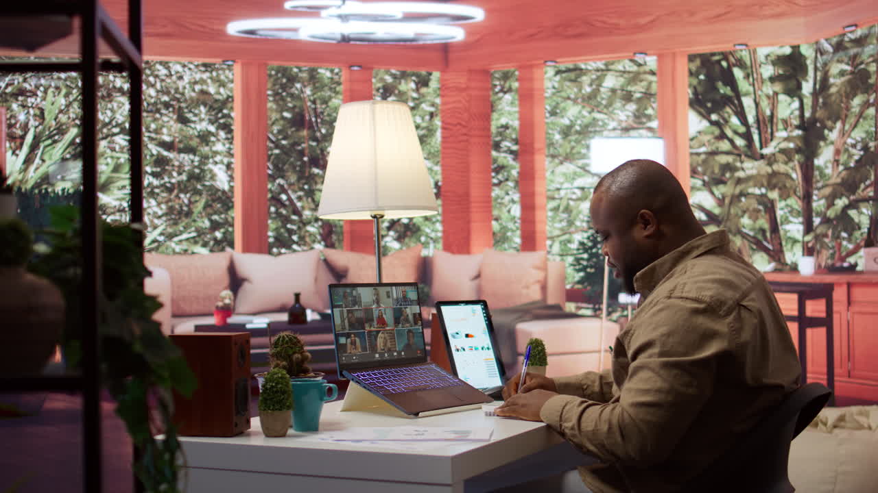 Business owner presenting the financial data reports to the investors