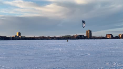 snow kite on a frozen lake, minnesota winter sports