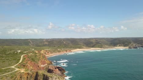 Drone-flying-along-the-shore-in-Portugal---Algarve-2