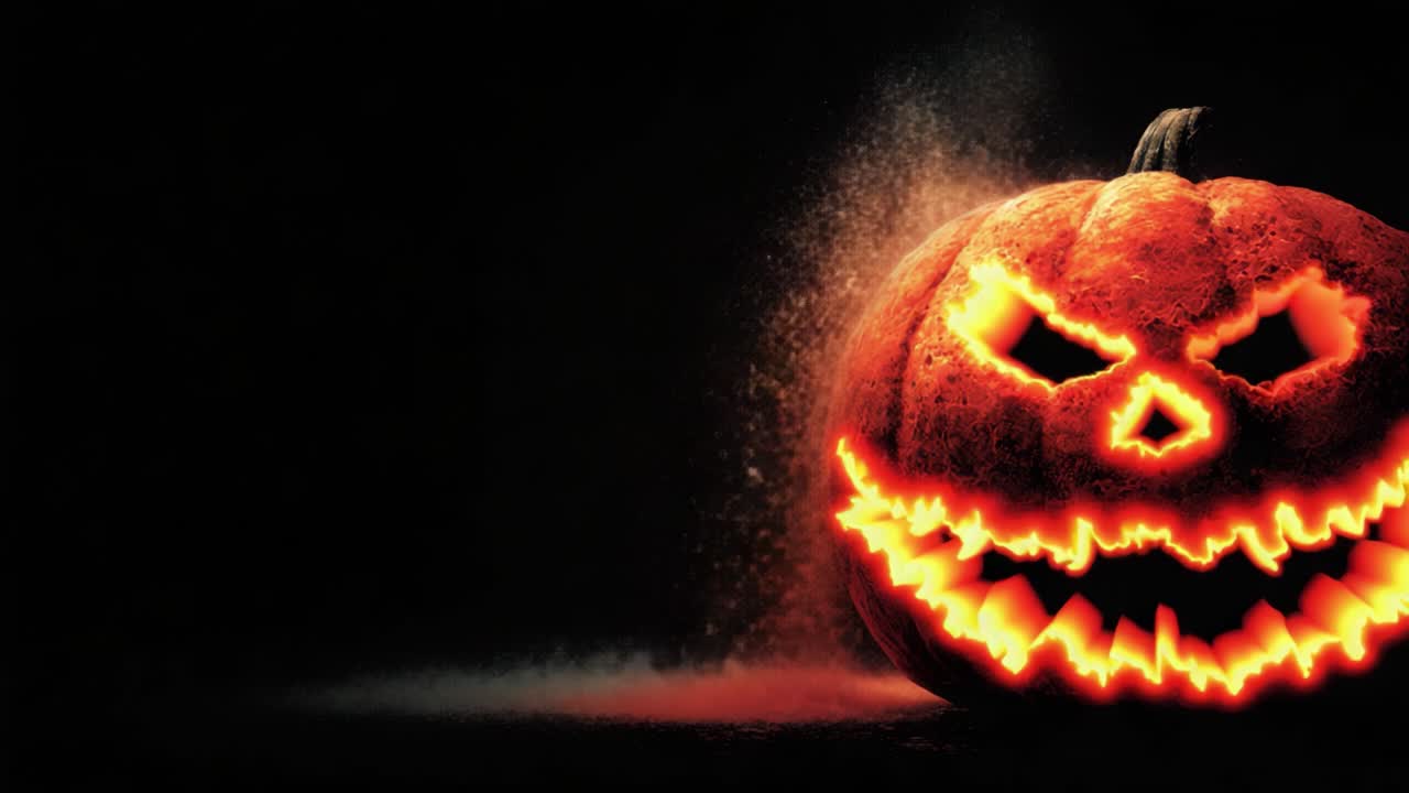 Spooky Halloween Jack-o'-Lanterns: A Captivating Contrast from Darkness to Light - Spilling Eerie Energy with Menacing Grins and Gloomy Backgrounds