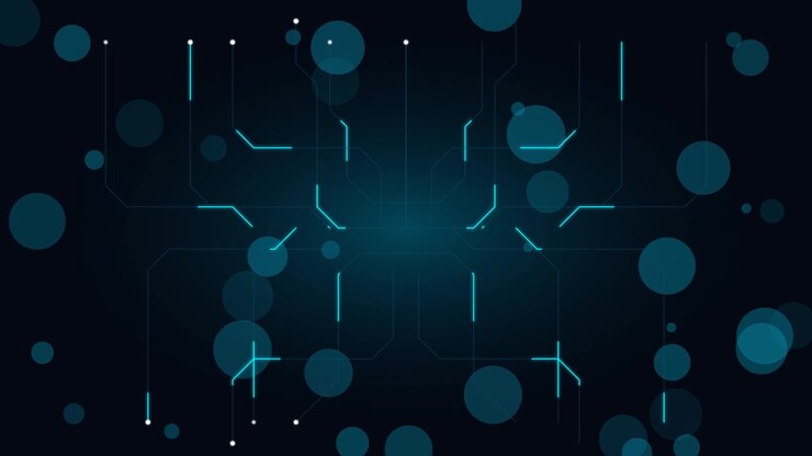 Abstract Digital Circuit Board Animation with Glowing Nodes