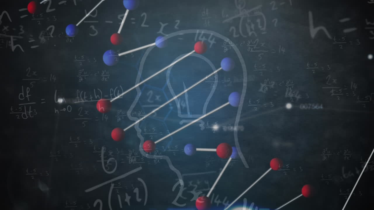 animación del procesamiento de datos, el adn y el perfil humano en fondo negro